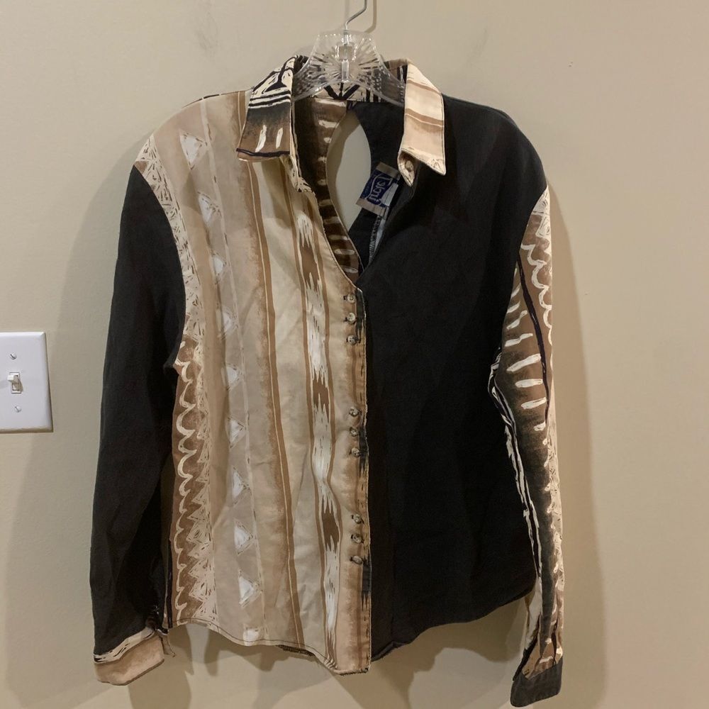Vintage Circle T Western Rodeo Aztec Cutout Blouse Small